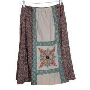 Mountain Artisans Patchwork Skirt Womens Size Medium Prairie Elastic Waist